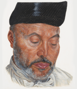 Anthony-Noel Kelly, “Zorastrian”, dalla serie “Ambassadors”, 2016-in corso, olio su tavola preparata con gesso, 42 × 35 cm, courtesy dell’artista